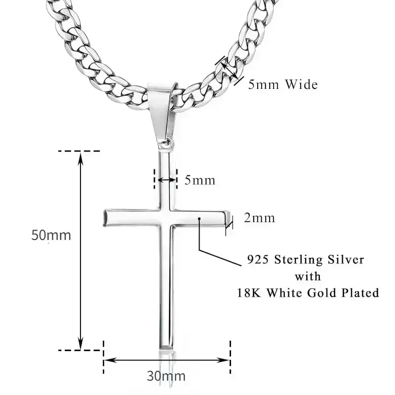 925 Sterling Silver Cross Neck - 925 Sterling Silver Chain Necklace Men review and price