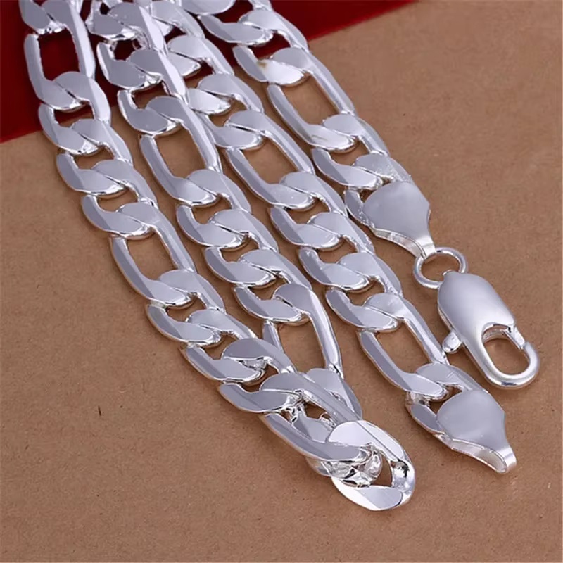 925 Sterling Silver Necklace F - Cuban Link Chain 12Mm review and price
