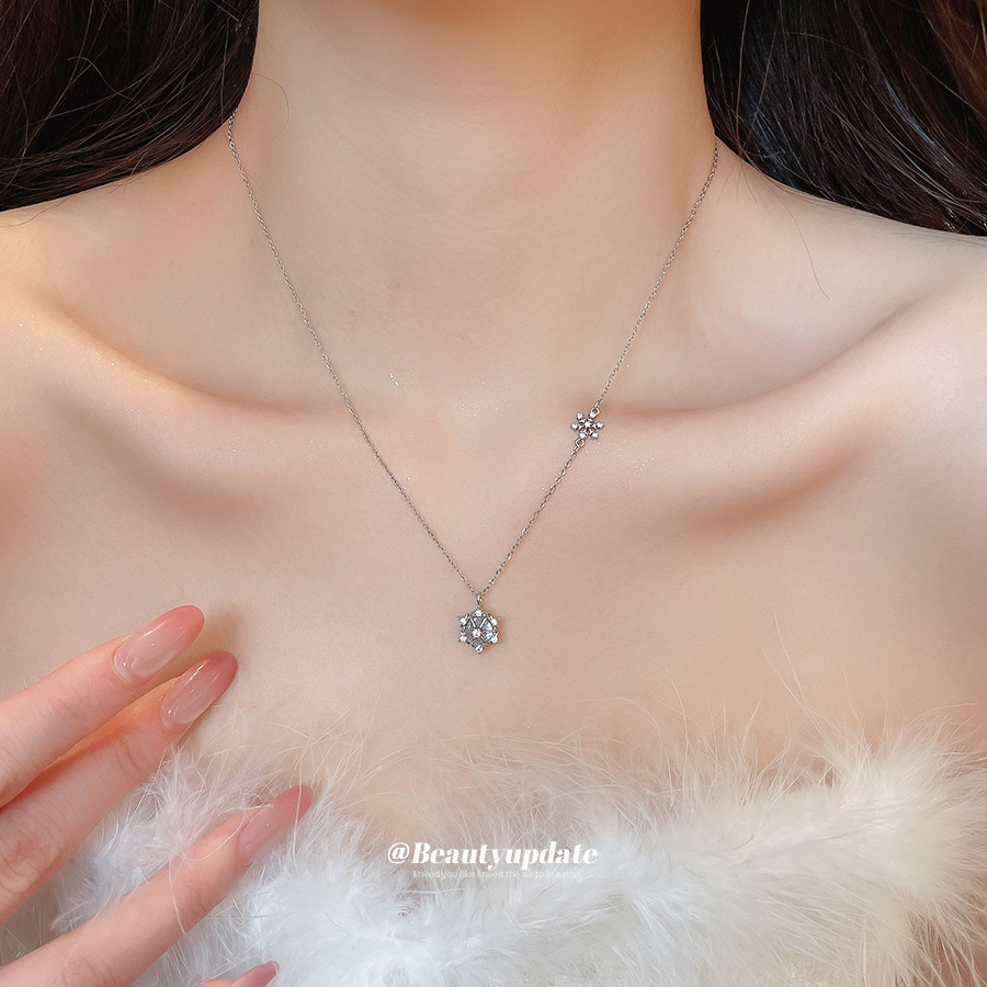 Sparkling Ice Crystal Snowflak - Layered Pendant Necklace Aesthetic review and price