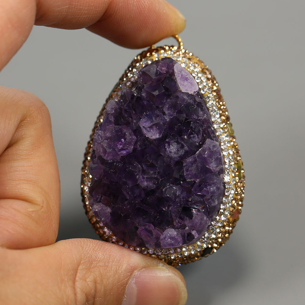 Natural Purple Amethyst Quartz - Crystal Pendant Necklace Natural Stone review and price