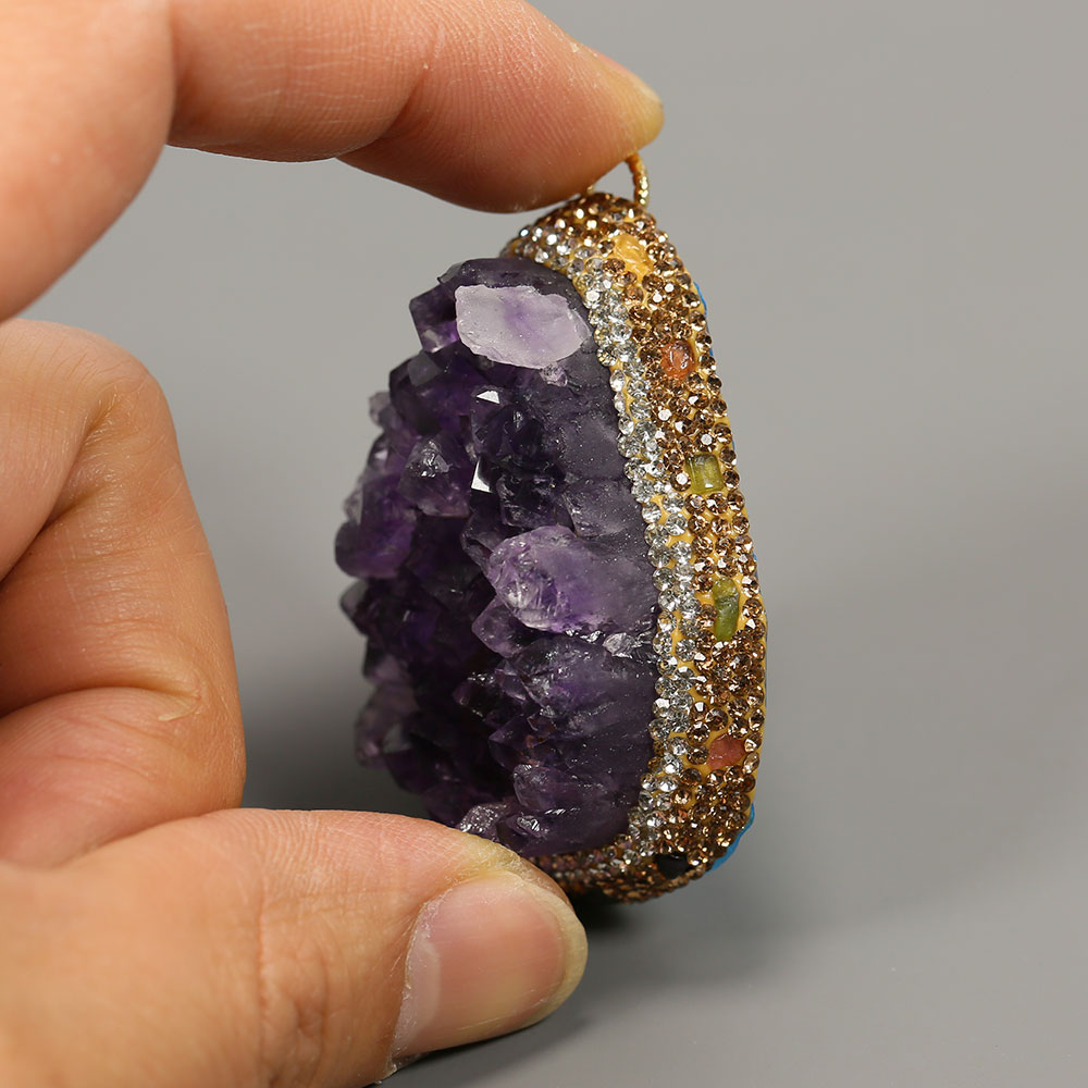 Natural Purple Amethyst Quartz - Crystal Pendant Necklace Natural Stone review and price