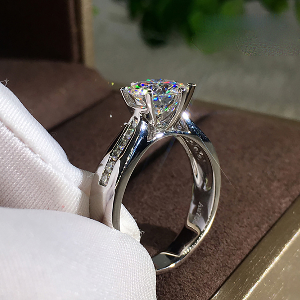 Custom Solid 14K Au585 White G - Moissanite Engagement Ring 1 Carat review and price