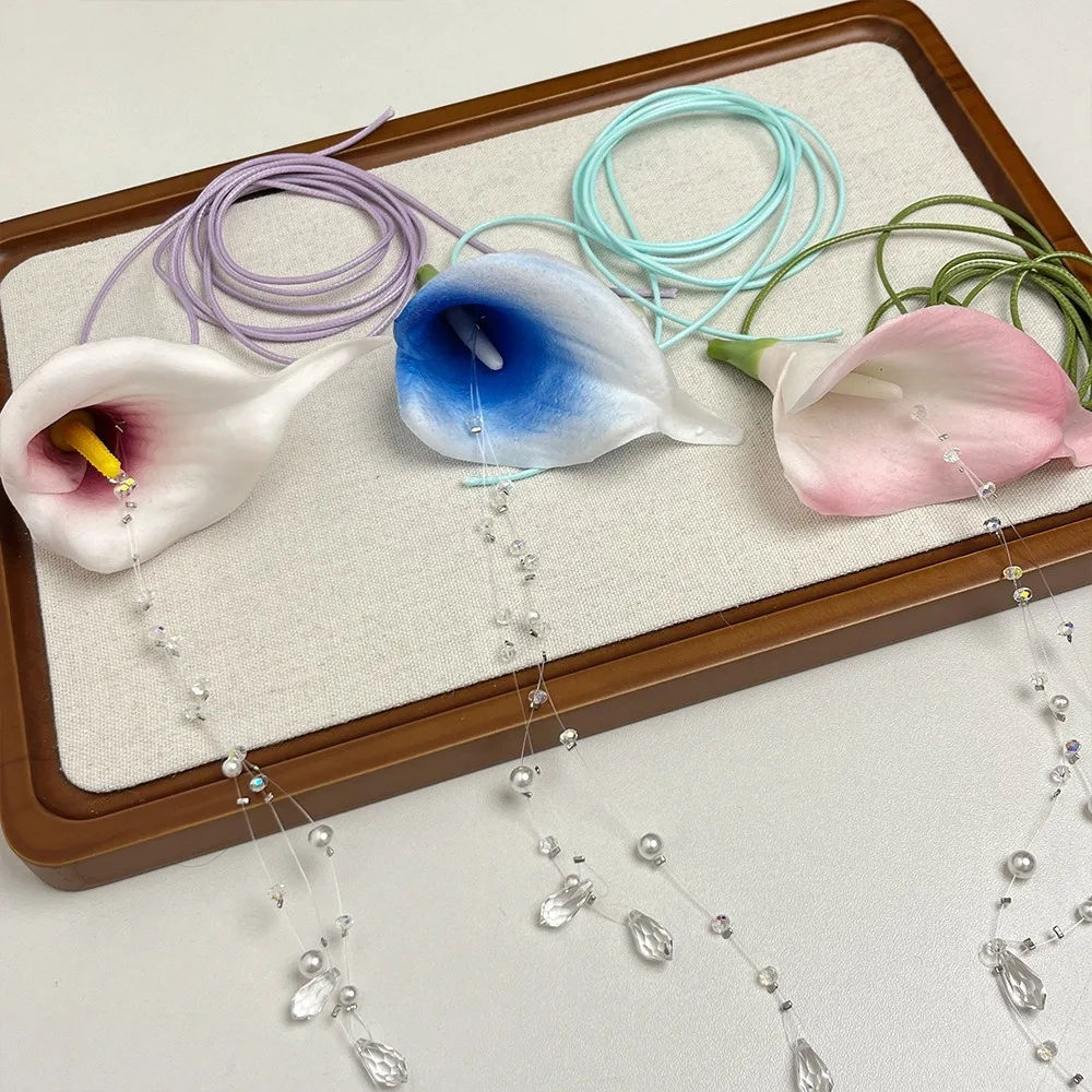 Fashion Exaggerated Calla Lily - Pearl Choker Necklace Vintage review and price