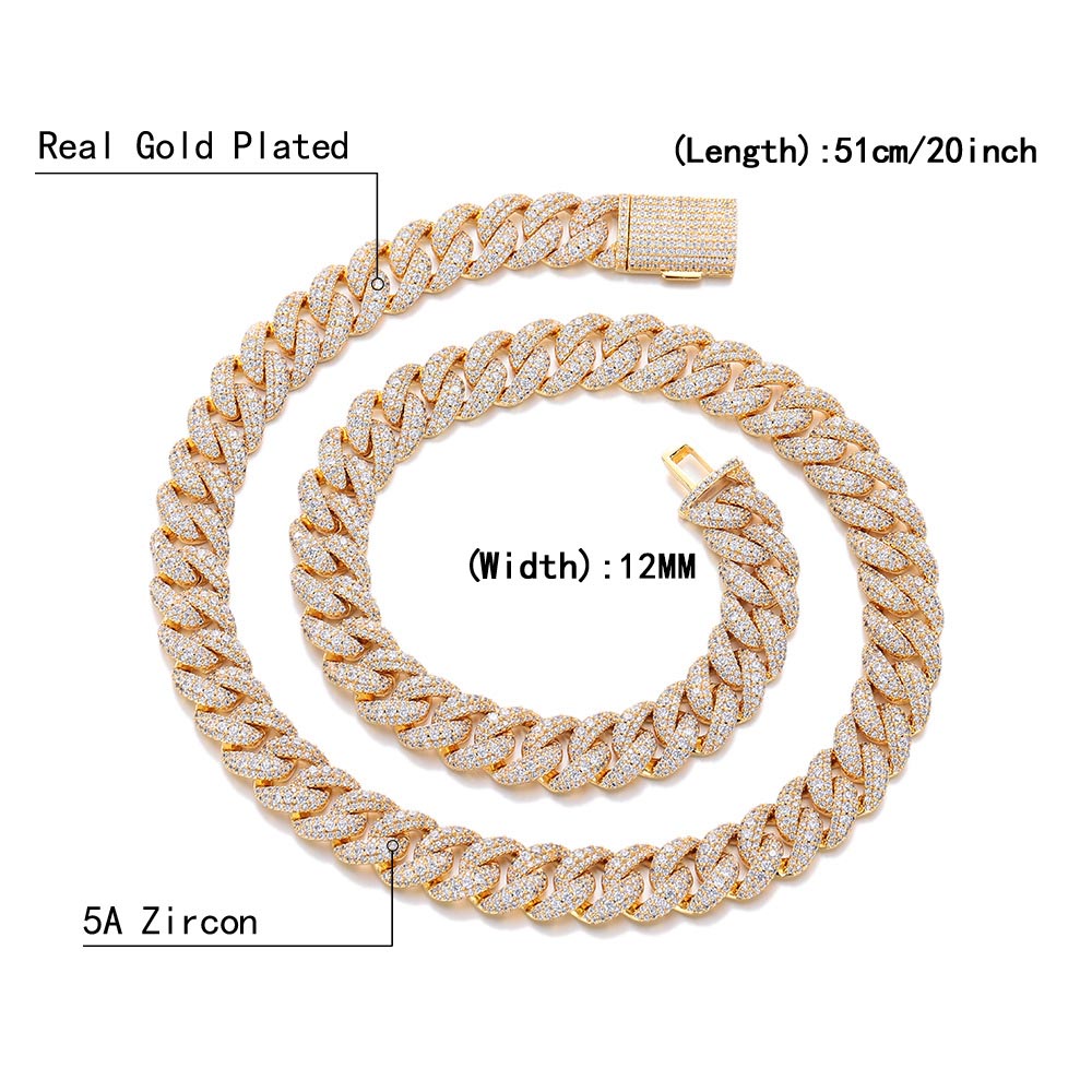 12mm Hip Hop Jewelry Diamond C - Cuban Link Chain 12Mm review and price