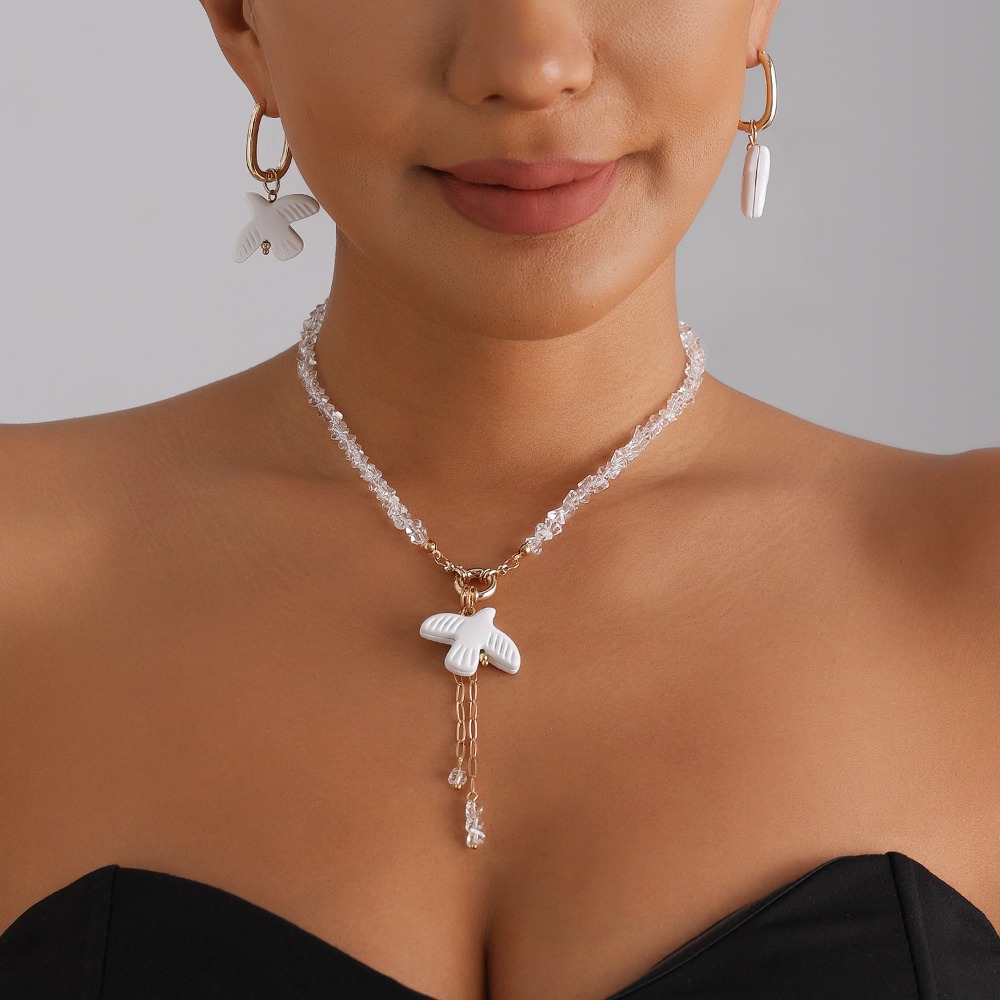 White Dove Pearl Choker Neckla - Layered Pendant Necklace Aesthetic review and price