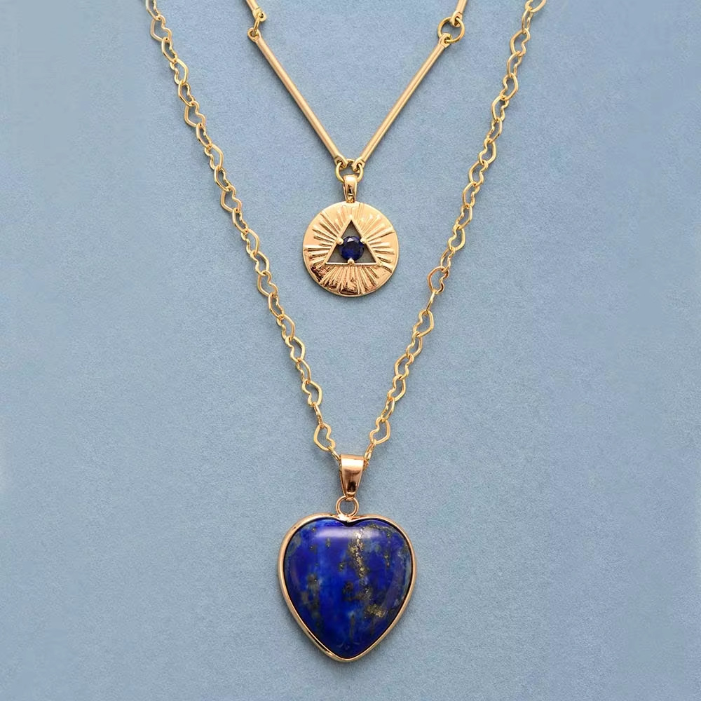 Layered Necklaces Natural Gems - Layered Pendant Necklace Aesthetic review and price