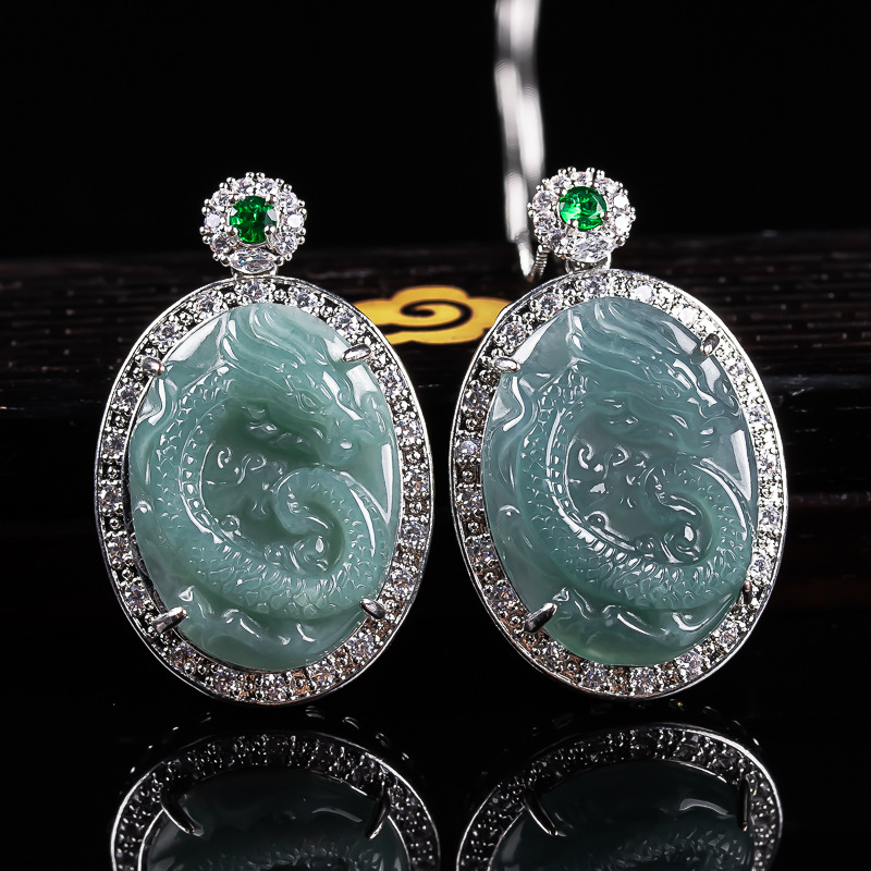 Myanmar Jadeite Dragon Pendant - 925 Sterling Silver Chain Necklace Men review and price