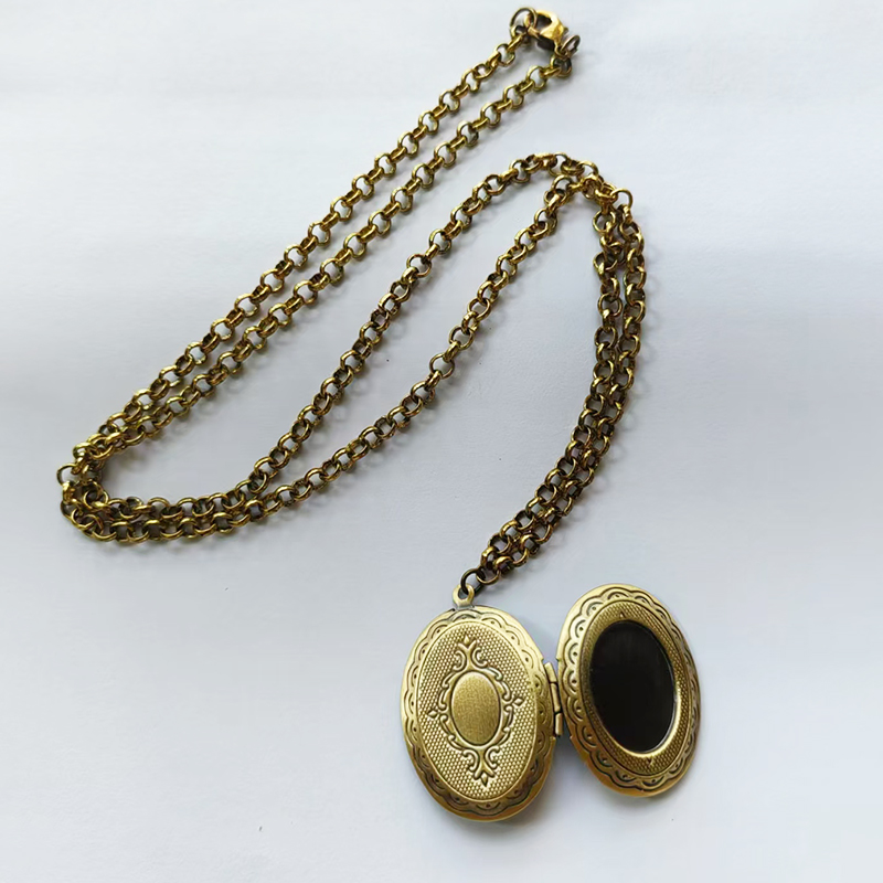 1pc Antique Bronze Heart Round - Heart Locket Necklace Photo review and price